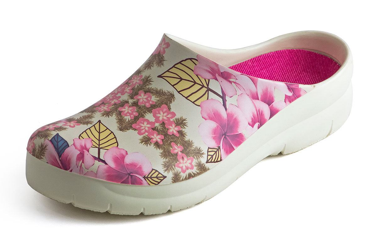 JOLLYS PICTURE CLOGS (openback), PLUMERIA WHITE