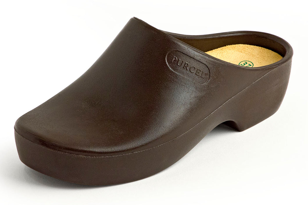 PURCEL CLASSIC CLOGS (open-back), BROWN